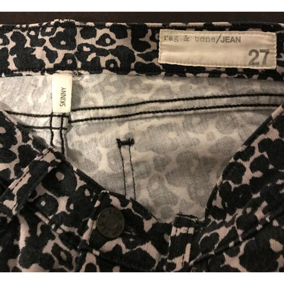 Rag & Bone Skinny Amoeba Printed Black/Brown Leopard Mid Rise Jeans - Size 27 - Picture 3 of 12